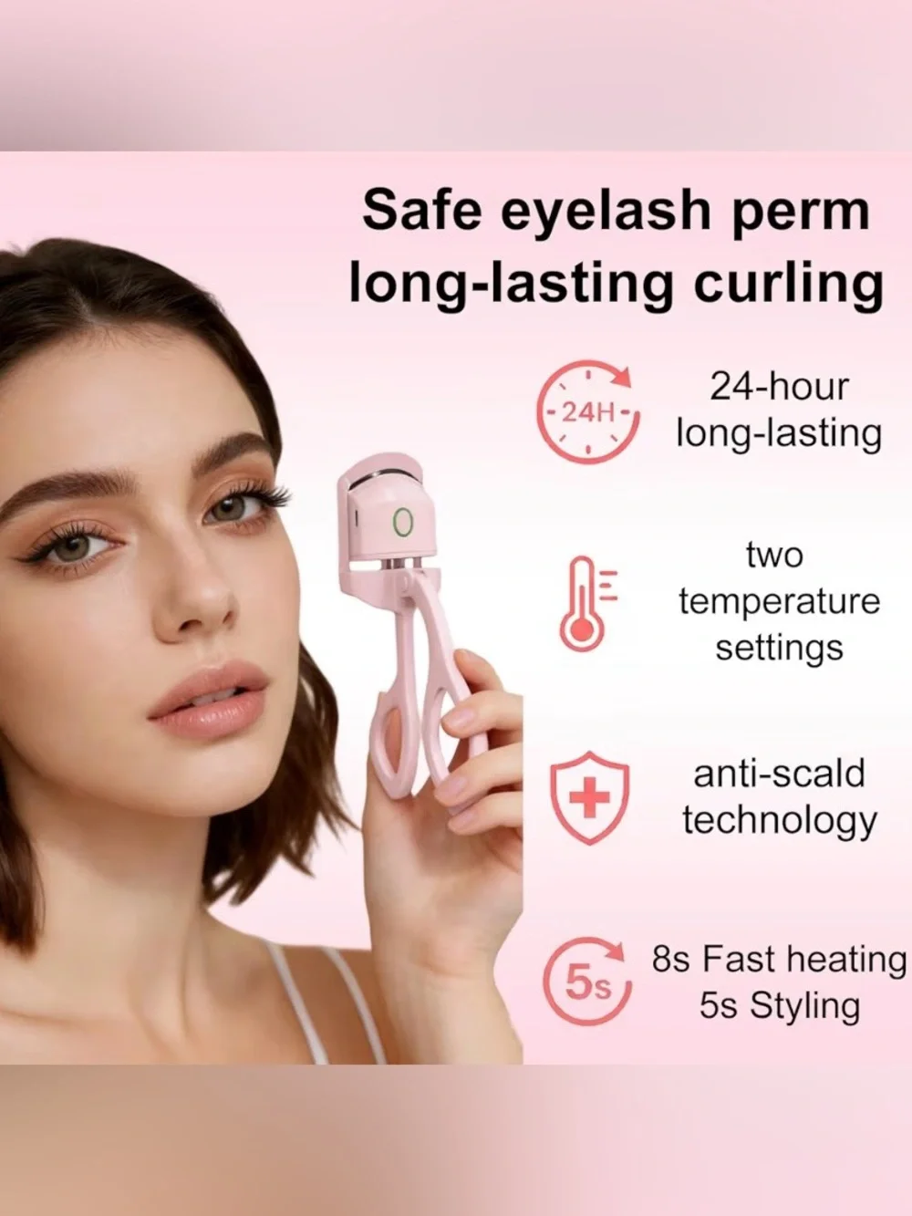 Heated Eyelash Curler - 2-Level Temperature Adjustment